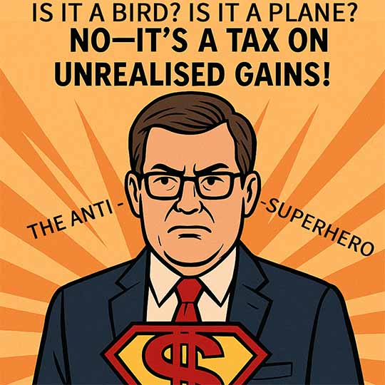 Super-Man’s Arch Nemesis Is It a Bird? A Plane? No—It’s a Tax on Unrealised Gains!