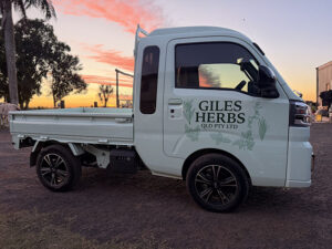 Giles Herbs Truck on the farm Bundaberg